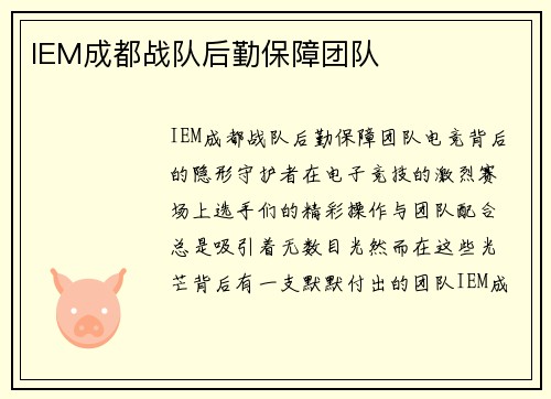 IEM成都战队后勤保障团队