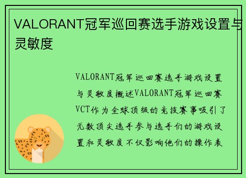 VALORANT冠军巡回赛选手游戏设置与灵敏度