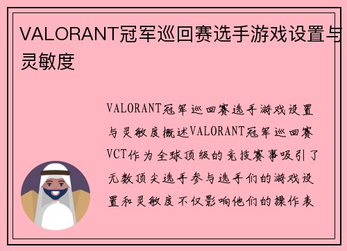VALORANT冠军巡回赛选手游戏设置与灵敏度